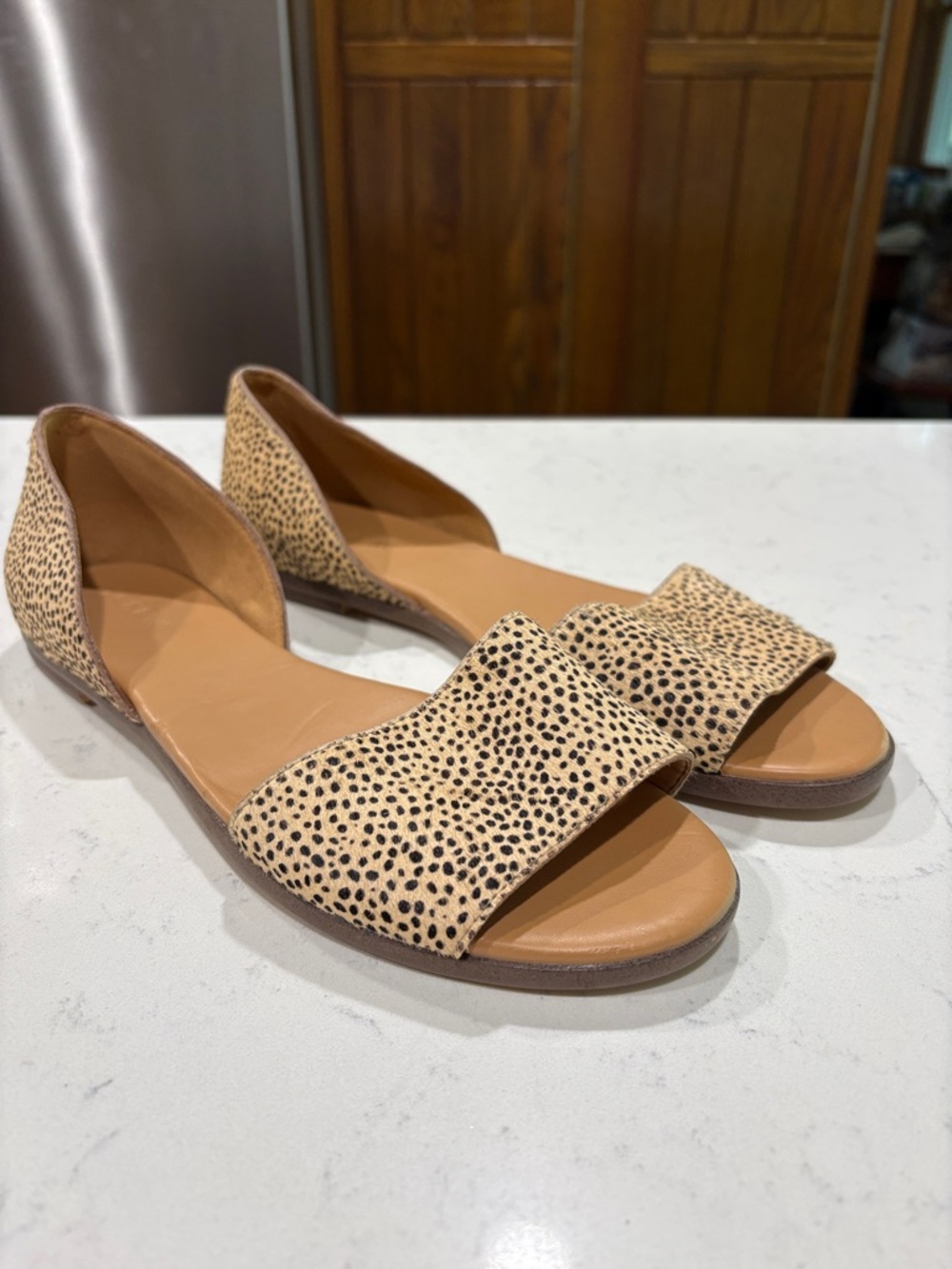 J. Crew Calf Hair Peep Toe Flats